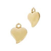 14K Puffy Wavy Heart Charm