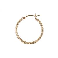 Gold Filled 2x28mm Textured Snap Hoop Earring
