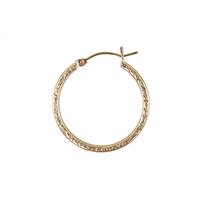 Gold Filled 2x28mm Textured Snap Hoop Earring