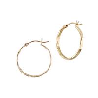 Gold Filled 3x26mm Hammered Snap Hoop Earring