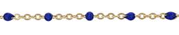 Gold Filled Flat Oval Satellite Chain With Blue Enamel Bead