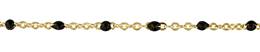 Gold Filled Flat Oval Satellite Chain With Black Enamel Bead
