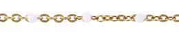 Gold Filled Flat Oval Satellite Chain With White Enamel Bead