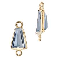 14K Gold  Baguette Bezel Set Blue Topaz Connector