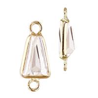 14K Gold Baguette Bezel Set White Topaz Connector