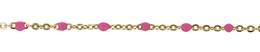 Gold Filled Flat Oval Satellite Chain With Pink Enamel Bead
