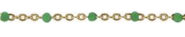 Gold Filled Flat Oval Satellite Chain With Emerald Enamel Bead