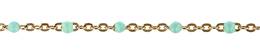 Gold Filled Flat Oval Satellite Chain With Light Blue Enamel Bead