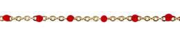 Gold Filled Flat Oval Satellite Chain With Red Corale Enamel Bead