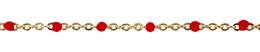 Gold Filled Flat Oval Satellite Chain With Coral Red Enamel Bead