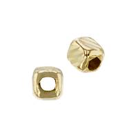 14K Bar Cut Cube Bead