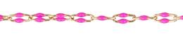 Gold Filled Paper Clip Chain With Pink Enamel