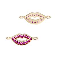 14K Cubic Zirconia Ruby Lip Connector