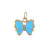 14K Turquoise Enamel Butterfly Charm