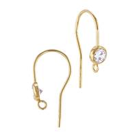 Gold Filled Fish Hook Earwire With 4.5mm Cubic Zirconia With Open Jumpring