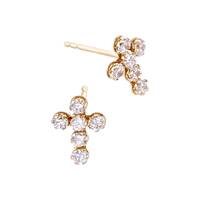 14K Cubic Zirconia Cross Stud Earring