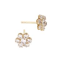 14K Cubic Zirconia Flower Stud Earring