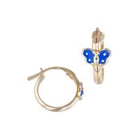 14K Snap Hoop Earring With Dark Blue Butterfly Enamel