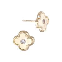 14K Cubic Zirconia Flower Stud Earring