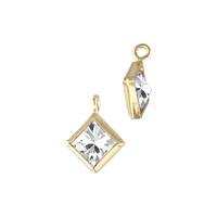 Gold Filled White Cubic Zirconia Bezel Set Diamond Shape Charm