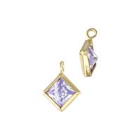 Gold Filled Light Amethyst Cubic Zirconia Bezel Set Diamond Shape Charm