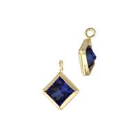 Gold Filled Sapphire Cubic Zirconia Bezel Set Diamond Shape Charm
