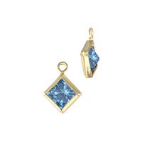 Gold Filled Aqua Cubic Zirconia Bezel Set Diamond Shape Charm