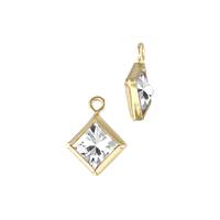 Gold Filled White Cubic Zirconia Bezel Set Diamond Shape Charm