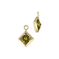 Gold Filled Peridot Cubic Zirconia Bezel Set Diamond Shape Charm