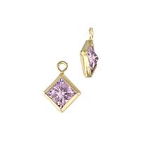 Gold Filled Pink Cubic Zirconia Bezel Set Diamond Shape Charm