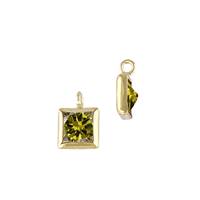 Gold Filled Peridot Cubic Zirconia Bezel Set Square Shape Charm