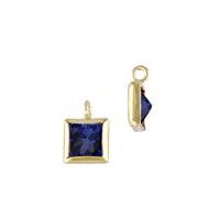 Gold Filled Sapphire Cubic Zirconia Bezel Set Square Shape Charm