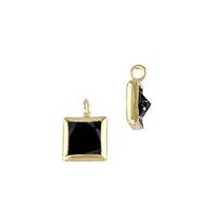Gold Filled Black Cubic Zirconia Bezel Set Square Shape Charm