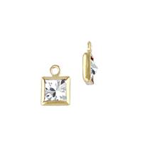 Gold Filled White Cubic Zirconia Bezel Set Square Shape Charm