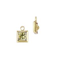 Gold Filled Topaz Cubic Zirconia Bezel Set Square Shape Charm