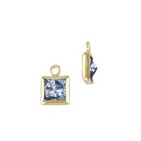Gold Filled Light Sapphire Cubic Zirconia Bezel Set Square Shape Charm