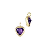 Gold Filled Amethyst Cubic Zirconia Bezel Set Heart Shape Charm