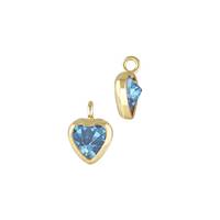 Gold Filled Aqua Cubic Zirconia Bezel Set Heart Shape Charm