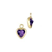 Gold Filled Amethyst Cubic Zirconia Bezel Set Heart Shape Charm
