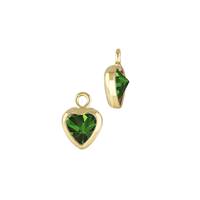 Gold Filled Emerald Cubic Zirconia Bezel Set Heart Shape Charm