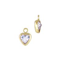 Gold Filled Light Amethyst Cubic Zirconia Bezel Set Heart Shape Charm
