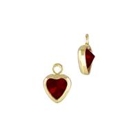 Gold Filled Red Cubic Zirconia Bezel Set Heart Shape Charm