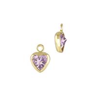 Gold Filled Pink Cubic Zirconia Bezel Set Heart Shape Charm