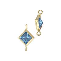 Gold Filled Aqua Cubic Zirconia Bezel Set Diamond Shape Connector