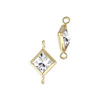 Gold Filled White Cubic Zirconia Bezel Set Diamond Shape Connector