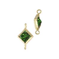 Gold Filled Emerald Cubic Zirconia Bezel Set Diamond Shape Connector