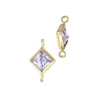 Gold Filled Light Amethyst Cubic Zirconia Bezel Set Diamond Shape Connector
