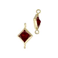 Gold Filled Red Cubic Zirconia Bezel Set Diamond Shape Connector