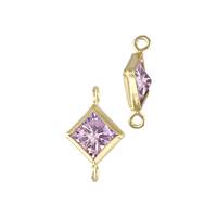 Gold Filled Pink Cubic Zirconia Bezel Set Diamond Shape Connector