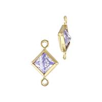 Gold Filled Light Amethyst Cubic Zirconia Bezel Set Diamond Shape Connector